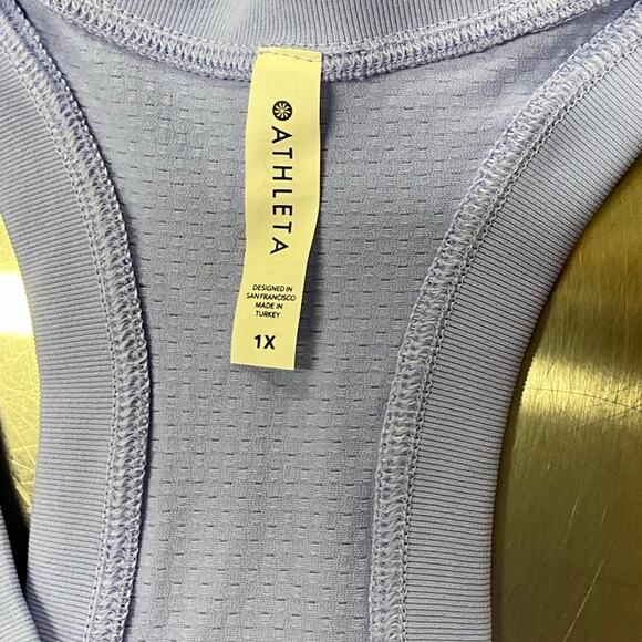 Women's Athleta Momentum 1X Fitted Lilac Racer Back Tank Hip Length XT2 Tech - Picture 3 of 9